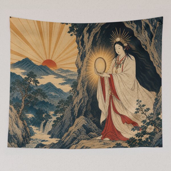Item preview, Amaterasu Goddess - Japanese Mythology Vintage Ukiyo-e Woodblock Art designed and sold by bapupa.