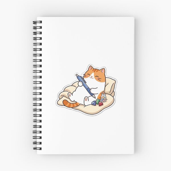 Item preview, Cute Orange Tabby Cat Hugging Blue Ballpoint Pen Kawaii Illustration designed and sold by NoopnyangStudio.