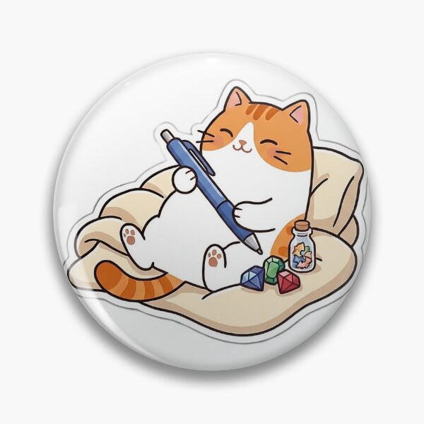 Item preview, Cute Orange Tabby Cat Hugging Blue Ballpoint Pen Kawaii Illustration designed and sold by NoopnyangStudio.