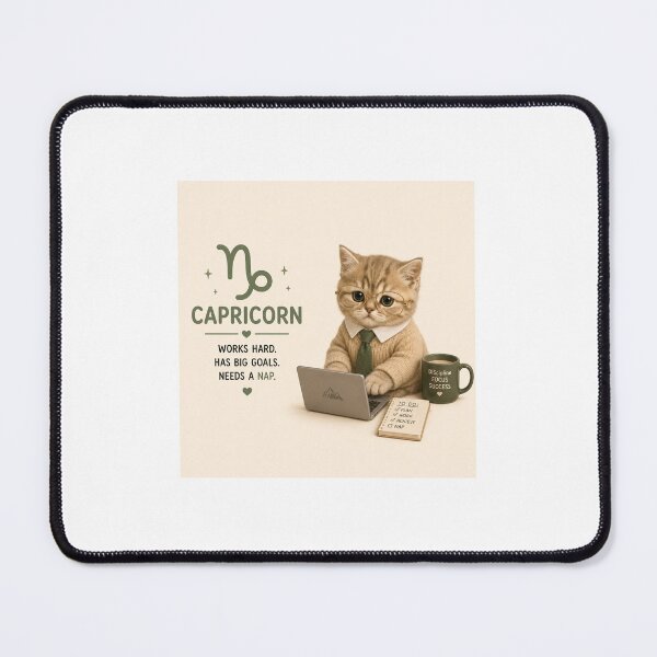 Item preview, Capricorn Zodiac Cat – Funny Workaholic Astrology Kitty designed and sold by LovelyCatGalaxy.
