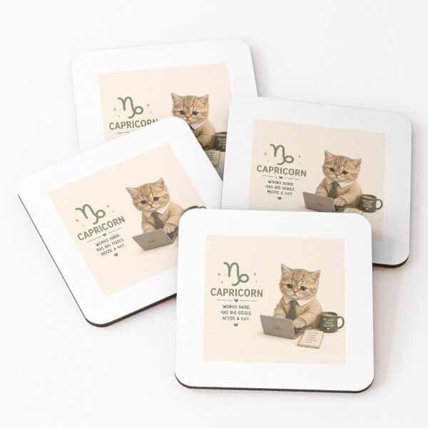 Item preview, Capricorn Zodiac Cat – Funny Workaholic Astrology Kitty designed and sold by LovelyCatGalaxy.