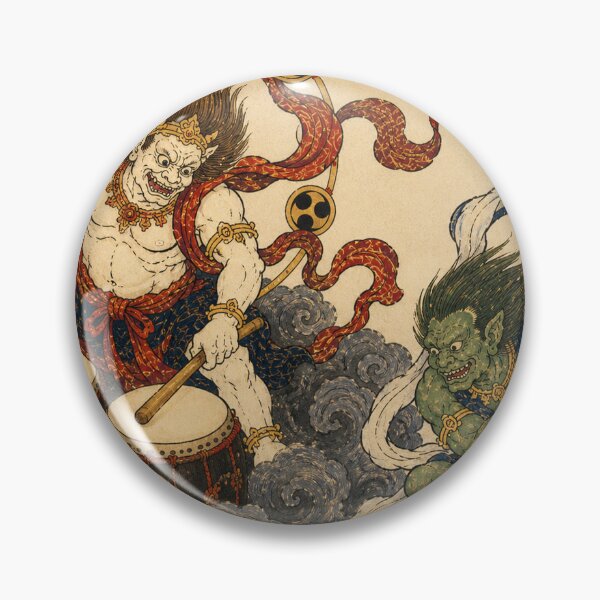 Item preview, Raijin and Fujin - Vintage Japanese Mythology Ukiyo-e Woodblock Art designed and sold by bapupa.