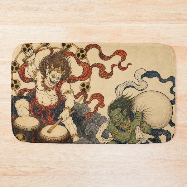 Item preview, Raijin and Fujin - Vintage Japanese Mythology Ukiyo-e Woodblock Art designed and sold by bapupa.