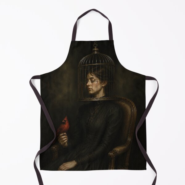 Item preview, Lady with the Crimson Bird Cage – Dark Gothic Portrait Painting designed and sold by Image Creative.