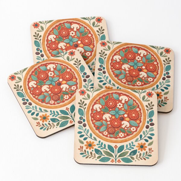 Item preview, Wall Art - Postcard - Folk-Art Pizza Delight designed and sold by ForeverPrintsOK.