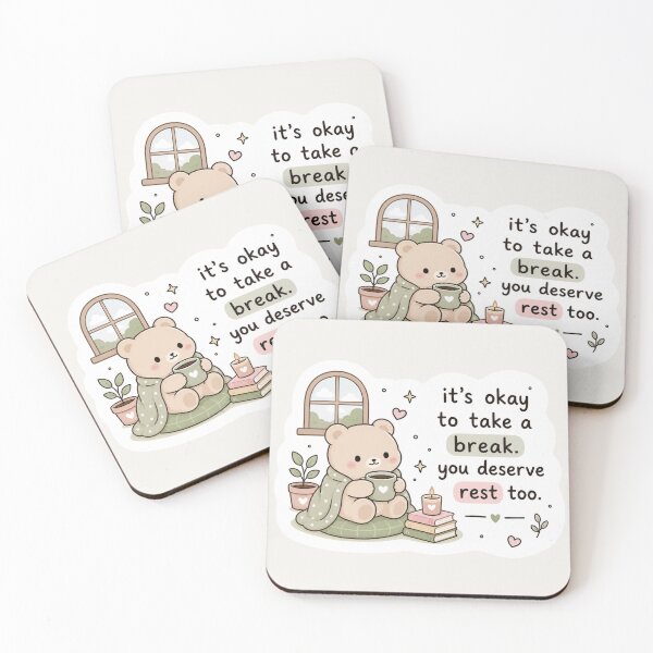 Item preview, It’s Okay to Take a Break Sticker – Cozy Bear Self Care Aesthetic designed and sold by Digital_products_0111.