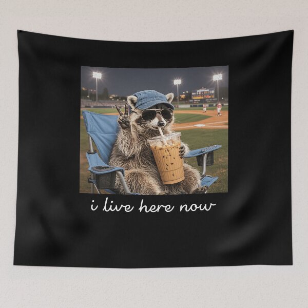Item preview, I live here now Raccoon Funny Baseball designed and sold by Hedoraxe.