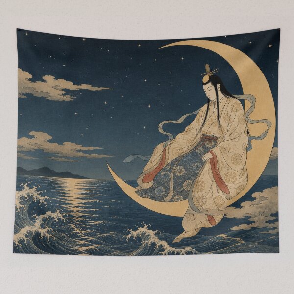 Item preview, Tsukuyomi Moon God - Vintage Japanese Mythology Ukiyo-e Woodblock Art designed and sold by bapupa.