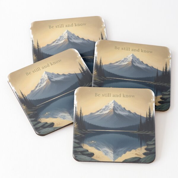 Item preview, Be still and know mountain lake reflection oil painting zen art designed and sold by icemanphotos.