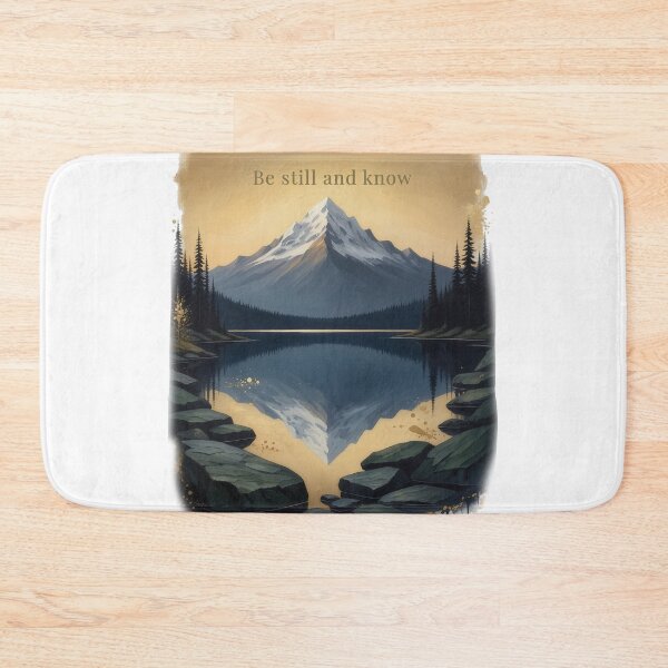 Item preview, Be still and know mountain lake reflection oil painting zen art designed and sold by icemanphotos.
