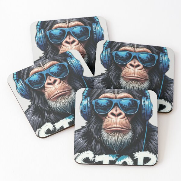 Item preview, Never Stop - Cool Monkey DJ with Headphones designed and sold by Hou$e of Art .