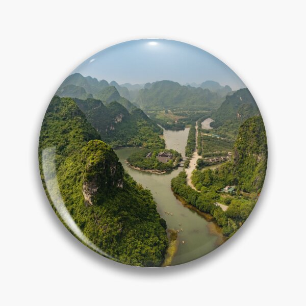 Item preview, Aerial Trang An Peaks - Ninh Binh, Vietnam | Epic Limestone Karst Drone Landscape Art designed and sold by Ross.A.Campbell.