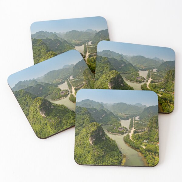 Item preview, Aerial Trang An Peaks - Ninh Binh, Vietnam | Epic Limestone Karst Drone Landscape Art designed and sold by Ross.A.Campbell.