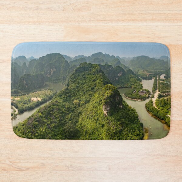 Item preview, Aerial Trang An Peaks - Ninh Binh, Vietnam | Epic Limestone Karst Drone Landscape Art designed and sold by Ross.A.Campbell.