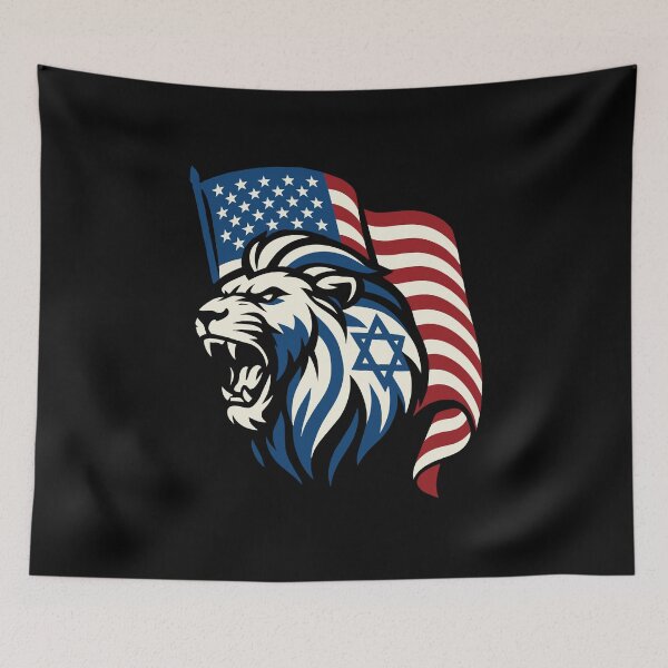 Item preview, USA Israel Lion Flag Symbol designed and sold by crouchingpixel.