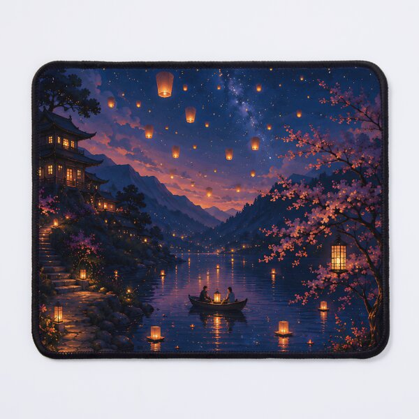 Item preview, Peaceful Moonlit Bridge with Sky Lanterns designed and sold by Jaideep Walia.
