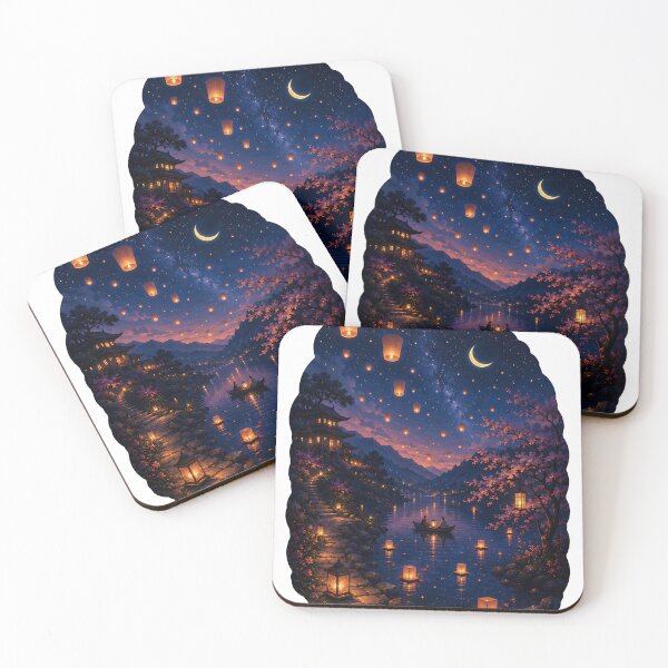 Item preview, Peaceful Moonlit Bridge with Sky Lanterns  designed and sold by Jaideep Walia.
