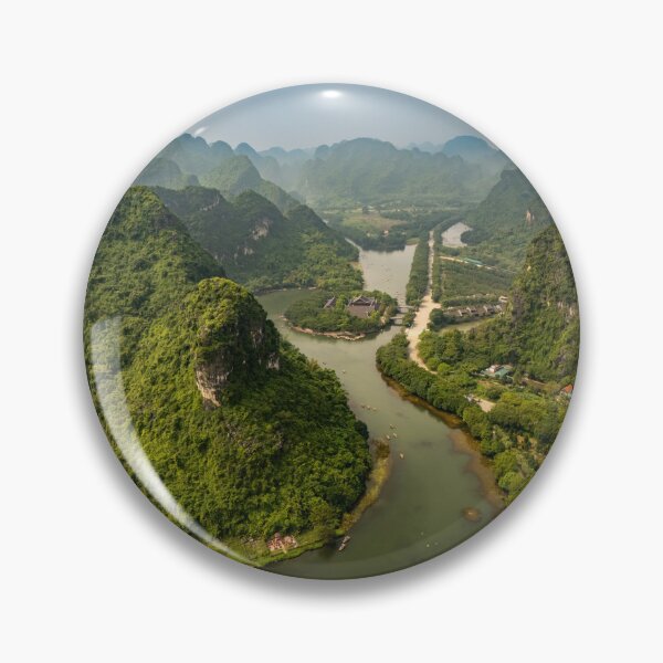 Item preview, Aerial Trang An Peaks - Ninh Binh, Vietnam | Epic Limestone Karst Drone Landscape Art designed and sold by Ross.A.Campbell.
