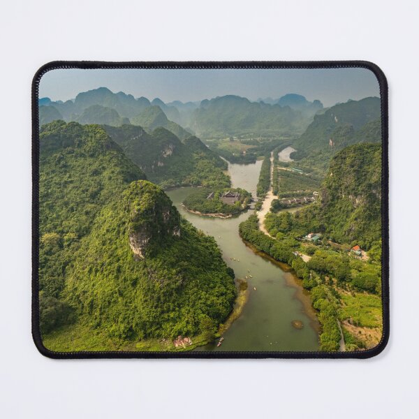 Item preview, Aerial Trang An Peaks - Ninh Binh, Vietnam | Epic Limestone Karst Drone Landscape Art designed and sold by Ross.A.Campbell.