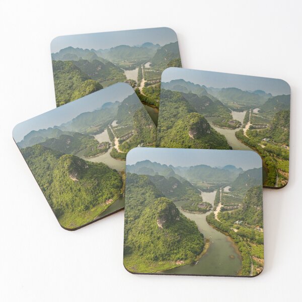 Item preview, Aerial Trang An Peaks - Ninh Binh, Vietnam | Epic Limestone Karst Drone Landscape Art designed and sold by Ross.A.Campbell.