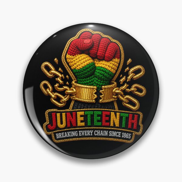 Artikelvorschau, Juneteenth – Seit 1865 sprengt das Schwarze Machtsymbol jede Kette – T-Shirt mit gestickter Faust zum panafrikanischen Freiheitstag entworfen und verkauft von Youngkev-arts.