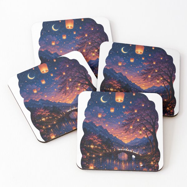Item preview, Ethereal Nightfall Mountain Village   designed and sold by Jaideep Walia.