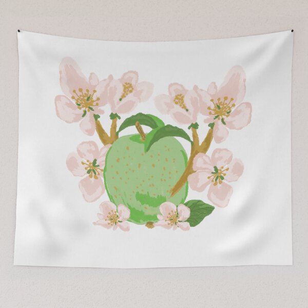 Item preview, Green Apple with Blossom Flowers – Soft Spring Aesthetic Illustration designed and sold by olenapetol.