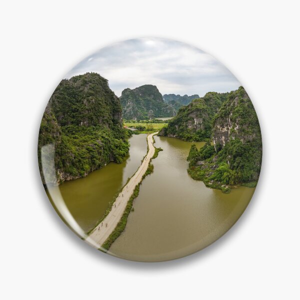 Item preview, Aerial Trang An Peaks - Ninh Binh, Vietnam | Epic Limestone Karst Drone Landscape Art designed and sold by Ross.A.Campbell.