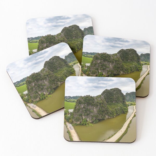 Item preview, Aerial Trang An Peaks - Ninh Binh, Vietnam | Epic Limestone Karst Drone Landscape Art designed and sold by Ross.A.Campbell.