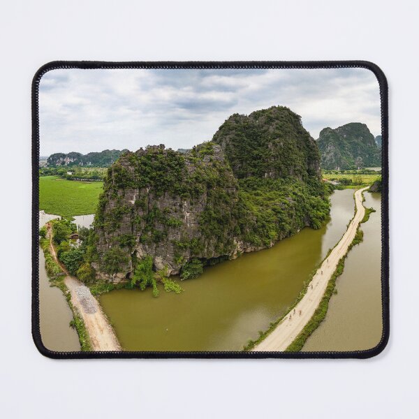 Item preview, Aerial Trang An Peaks - Ninh Binh, Vietnam | Epic Limestone Karst Drone Landscape Art designed and sold by Ross.A.Campbell.