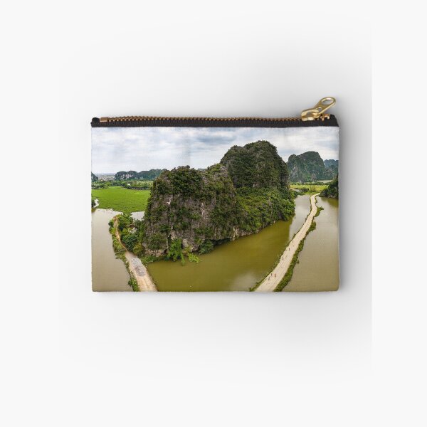 Item preview, Aerial Trang An Peaks - Ninh Binh, Vietnam | Epic Limestone Karst Drone Landscape Art designed and sold by Ross.A.Campbell.