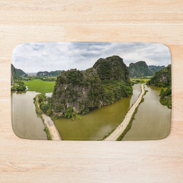 Item preview, Aerial Trang An Peaks - Ninh Binh, Vietnam | Epic Limestone Karst Drone Landscape Art designed and sold by Ross.A.Campbell.