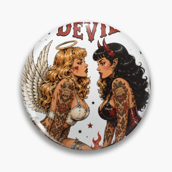 Item preview, Angel vs Devil Pin Up Tattoo Design – Good Girls Get Bored Bad Girls Get Everything designed and sold by Region.