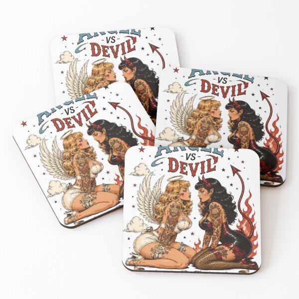 Item preview, Angel vs Devil Pin Up Tattoo Design – Good Girls Get Bored Bad Girls Get Everything designed and sold by Region.