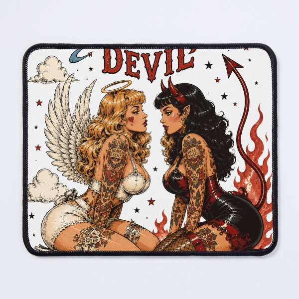 Item preview, Angel vs Devil Pin Up Tattoo Design – Good Girls Get Bored Bad Girls Get Everything designed and sold by Region.
