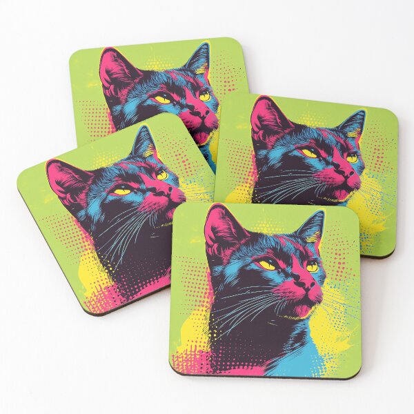Item preview, Pop Art Cat Portrait, Bold Neon Colors Graphic Cat Illustration designed and sold by daila70.