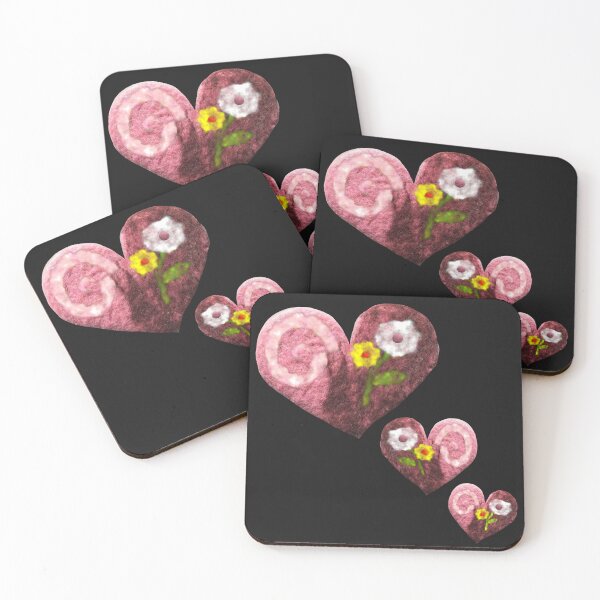Item preview, Three felt hearts with flowers and spirals designed and sold by creaphyl28.