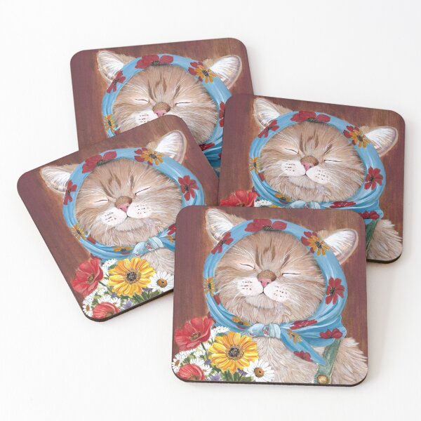 Item preview, Stay Pawsitive Cottagecore Cat with Flowers Illustration designed and sold by ReaDillo.