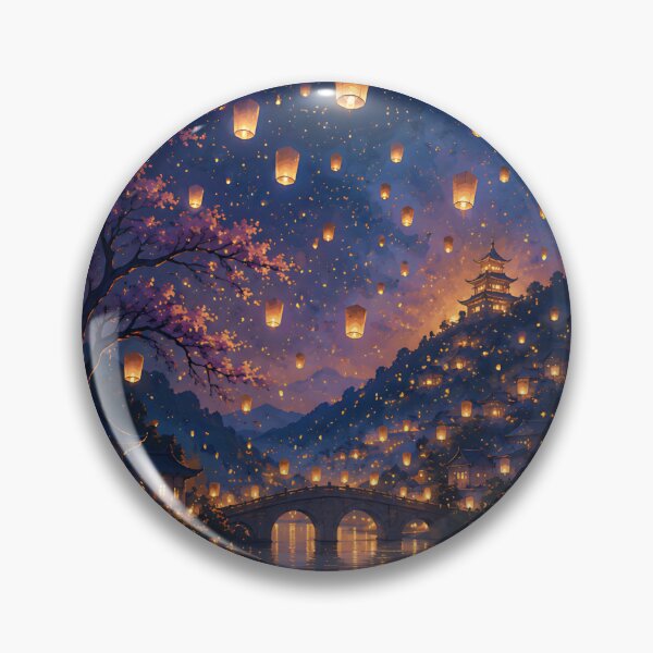 Item preview, Midnight Lantern Festival over Mountain Lake  designed and sold by Jaideep Walia.