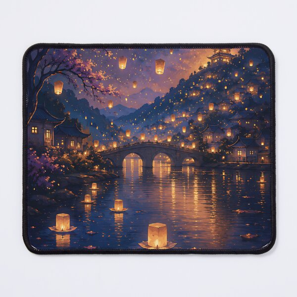 Item preview, Midnight Lantern Festival over Mountain Lake designed and sold by Jaideep Walia.