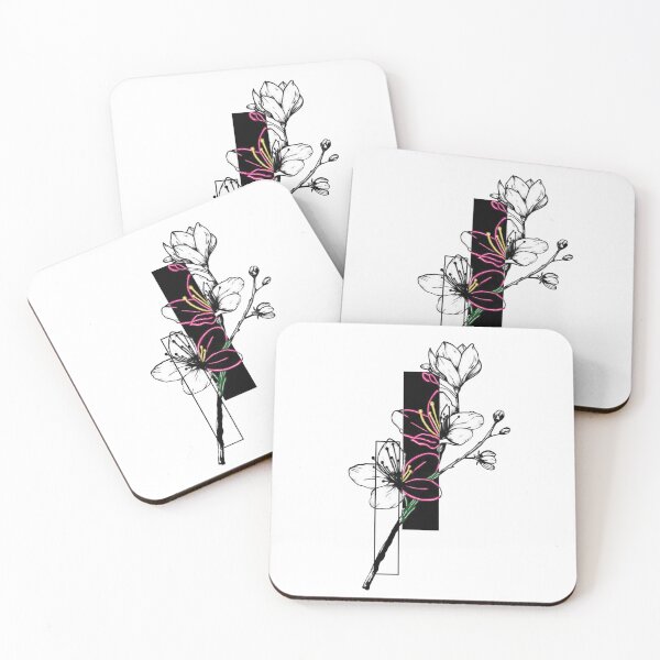 Item preview, Dark Floral Silhouette Gothic Black and White Botanical Art Print designed and sold by Mr-MC-kitty.