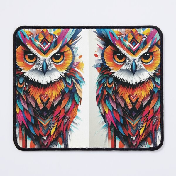 Item preview, Vibrant Colorful Owl - Geometric Tribal Bird Art designed and sold by Hou$e of Art .