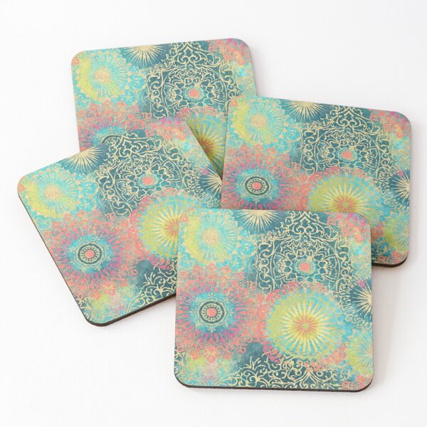 Item preview, Playful Vintage Mandala — Turquoise & Brights with Gold Flecks designed and sold by Jandedan.