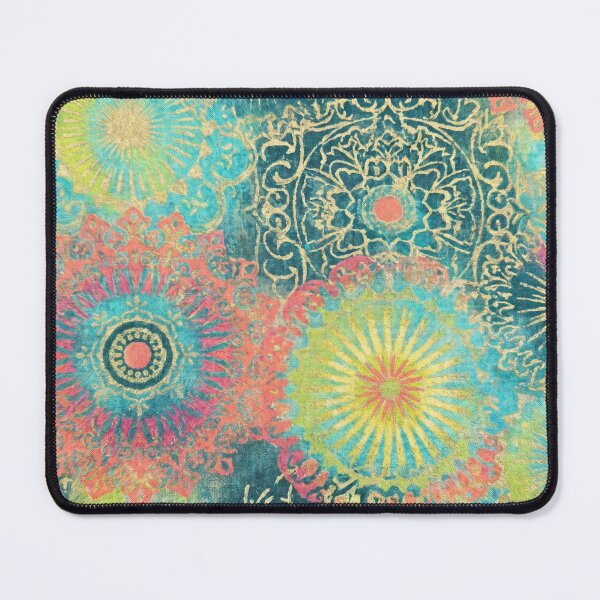 Item preview, Playful Vintage Mandala — Turquoise & Brights with Gold Flecks designed and sold by Jandedan.