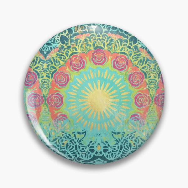 Item preview, Playful Vintage Mandala — Turquoise & Brights with Gold Flecks designed and sold by Jandedan.