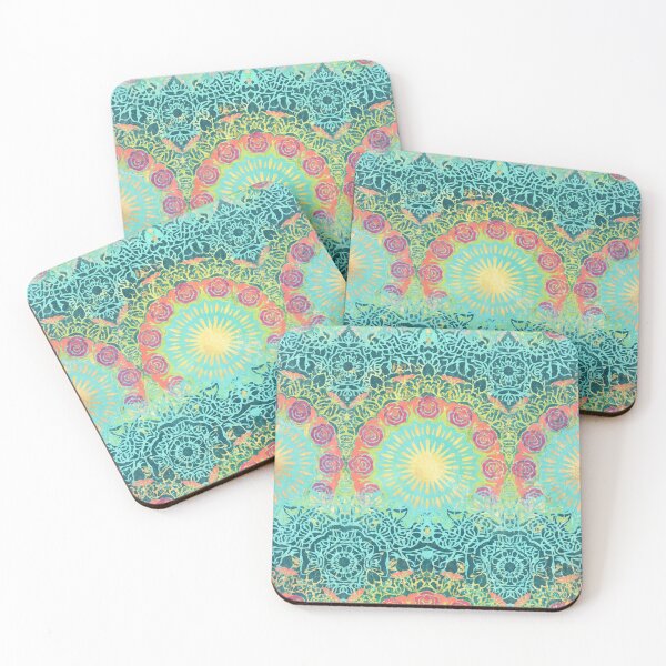Item preview, Playful Vintage Mandala — Turquoise & Brights with Gold Flecks designed and sold by Jandedan.
