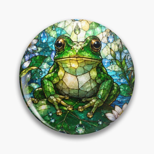 Item preview, Taisho Stained Glass Frog with Lotus - Japanese Art Nouveau designed and sold by WabiSabiArts.