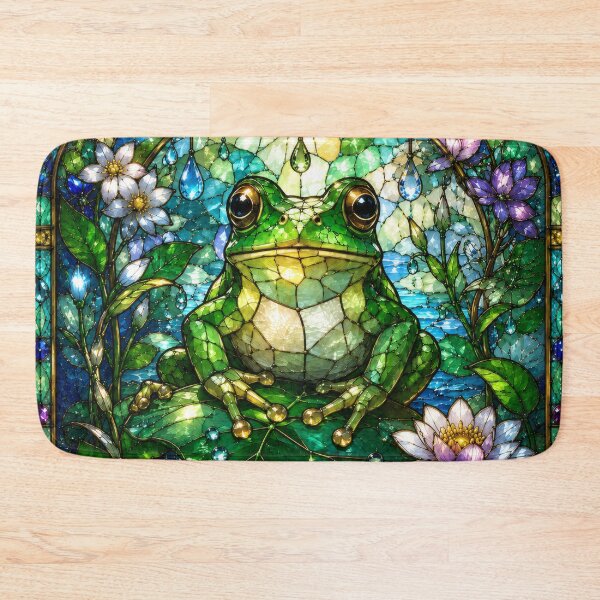 Item preview, Taisho Stained Glass Frog with Lotus - Japanese Art Nouveau designed and sold by WabiSabiArts.