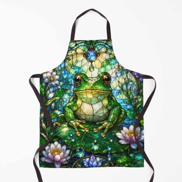 Item preview, Taisho Stained Glass Frog with Lotus - Japanese Art Nouveau designed and sold by WabiSabiArts.