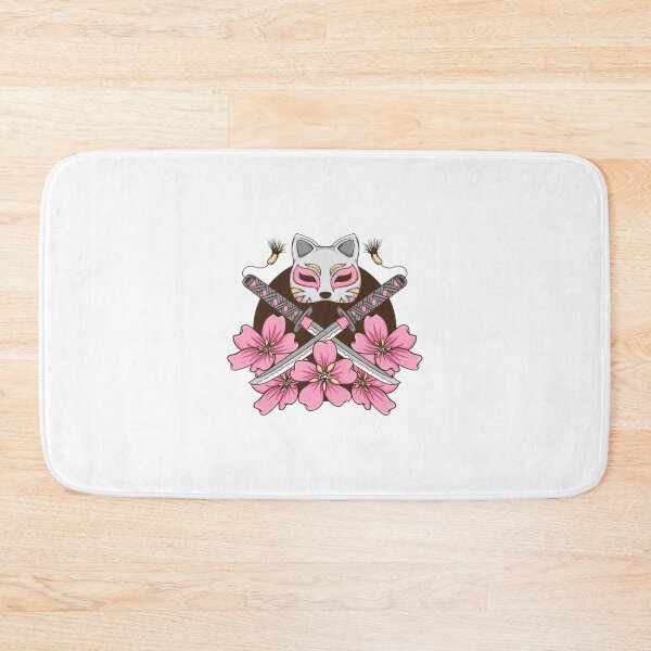 Item preview, Kitsune Fox Mask with Crossed Swords and Sakura Blossoms Japanese Warrior Art designed and sold by Mr-MC-kitty.